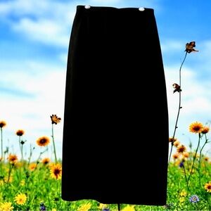 Harve Benard Vtg Linen Long Skirt Black Lined Pencil Career Maxi Womens 10 NEW